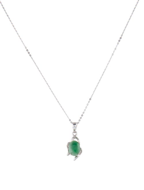 Necklace 14K 1.45ct Jadeite Pendant Necklace