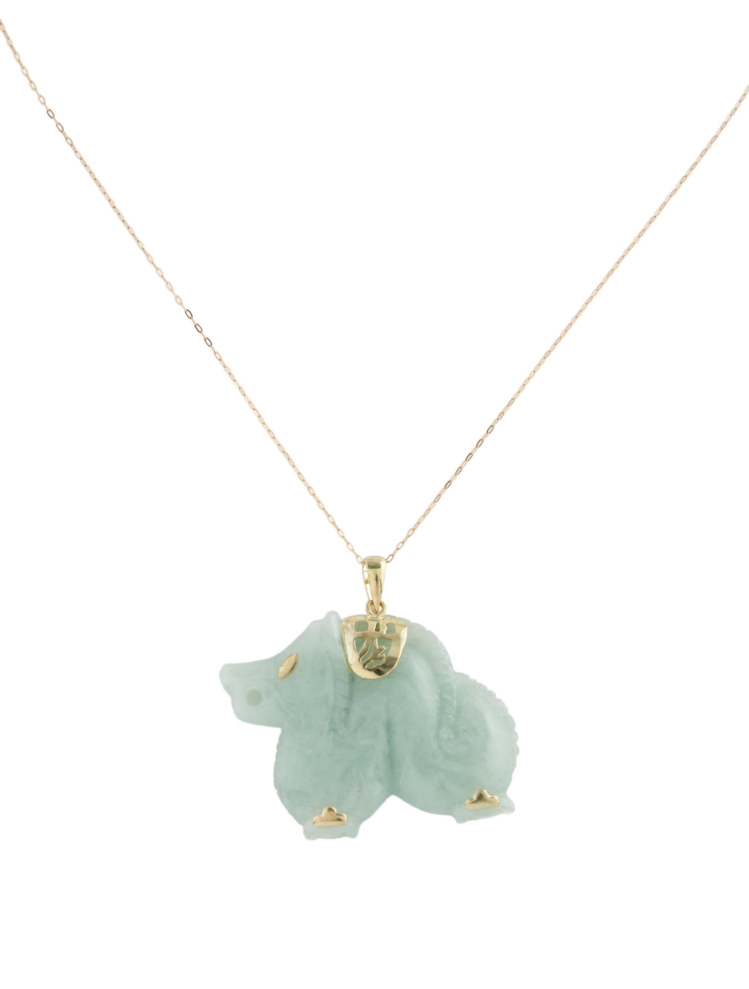 Necklace 14K Jadeite Dragon Pendant Necklace