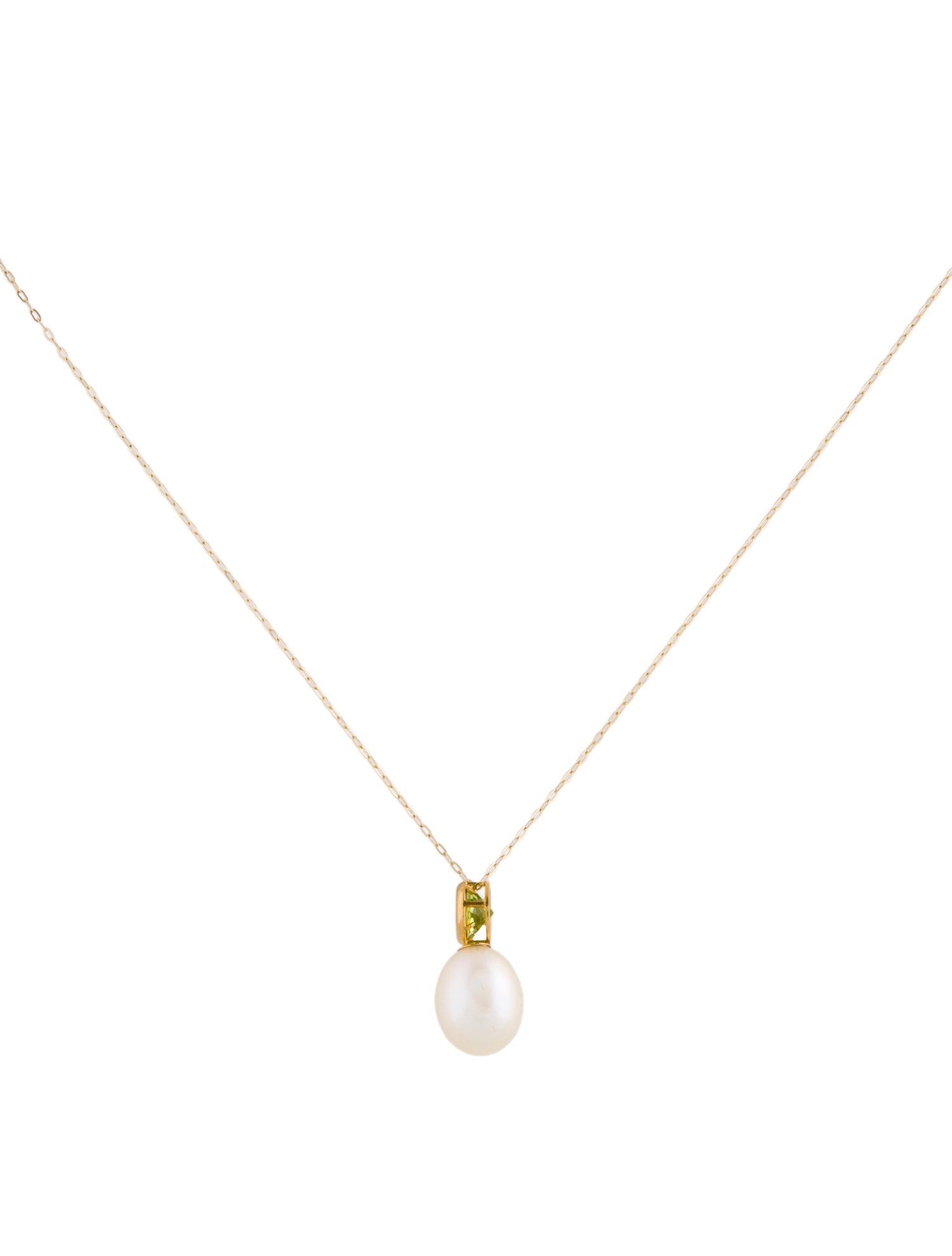 Necklace 14K Pearl & Peridot Pendant