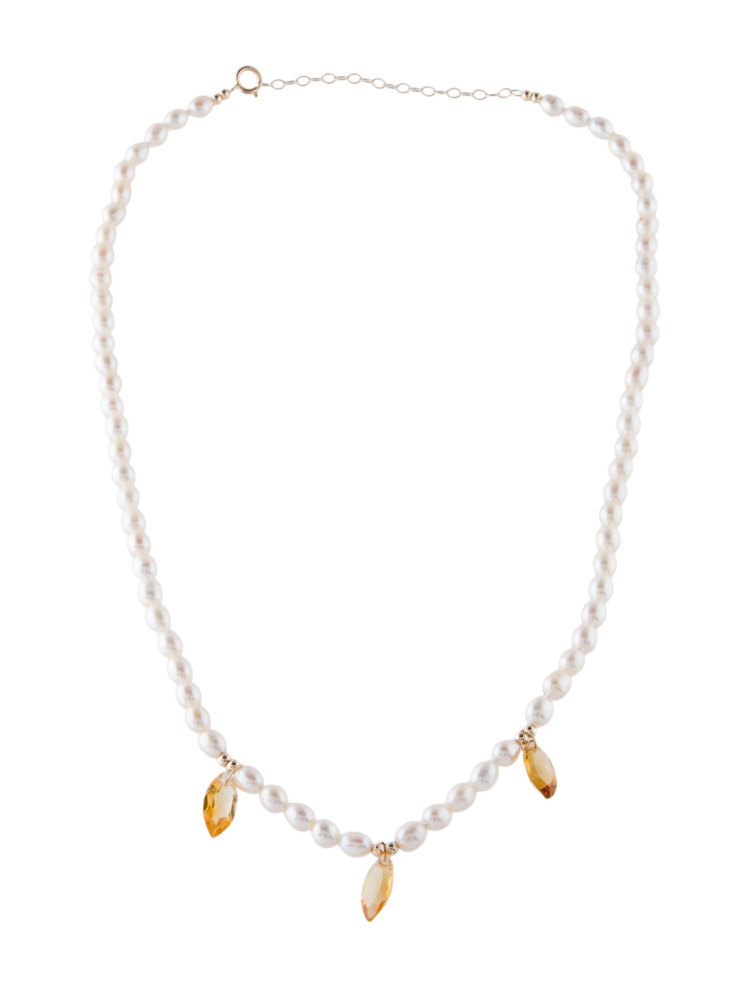 Necklace 14K Citrine & Pearl Bead