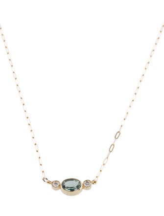 Necklace 14K Tourmaline & Diamond Pendant Necklace