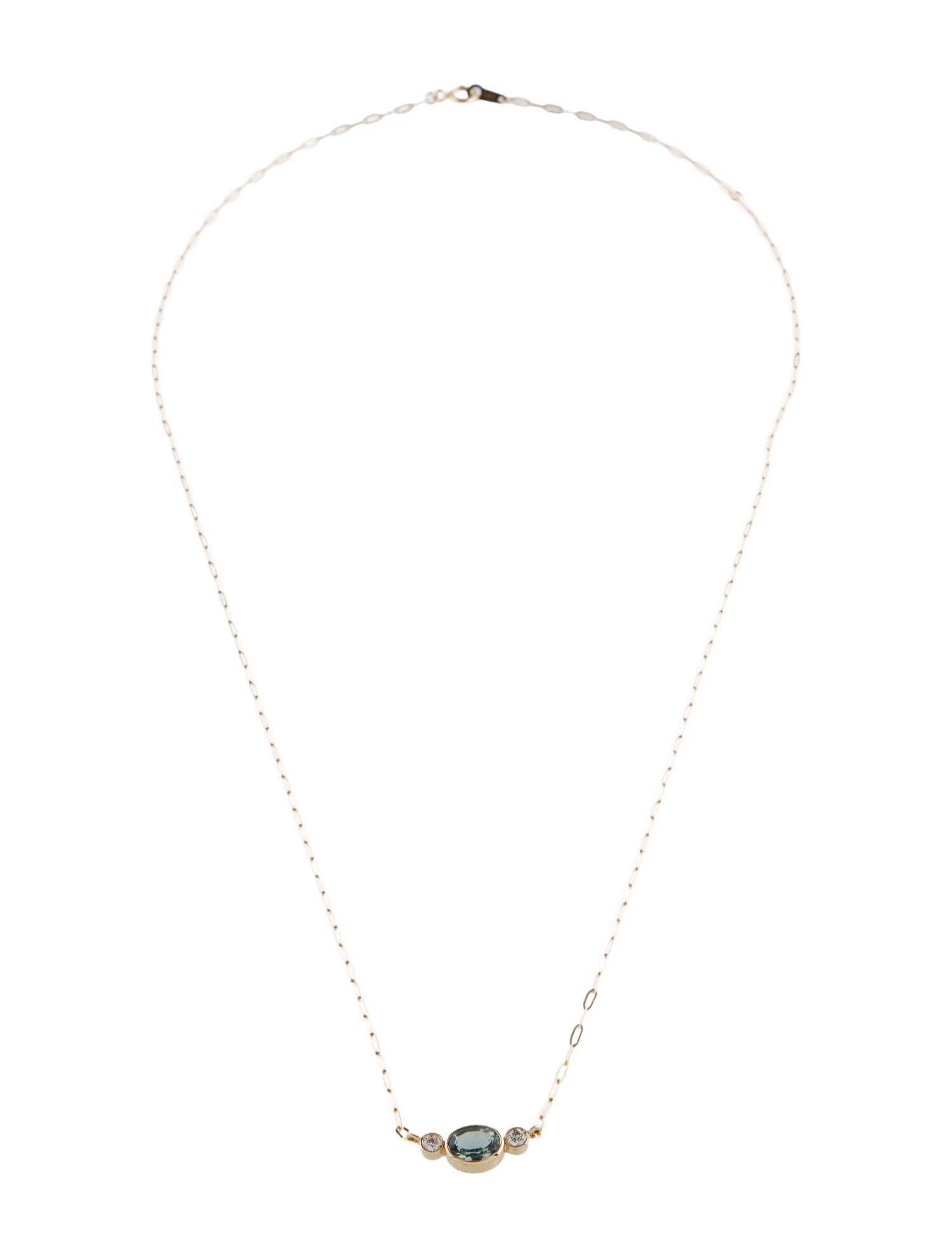 Necklace 14K Tourmaline & Diamond Pendant Necklace