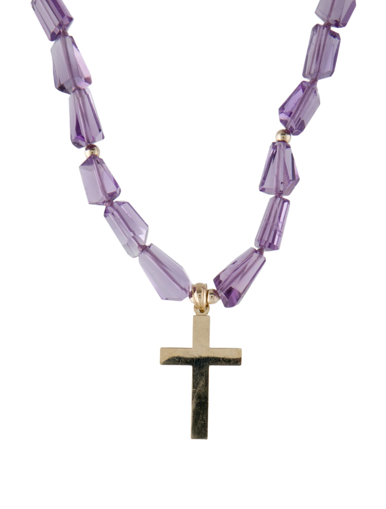 Necklace 14K Amethyst Cross Pendant Necklace