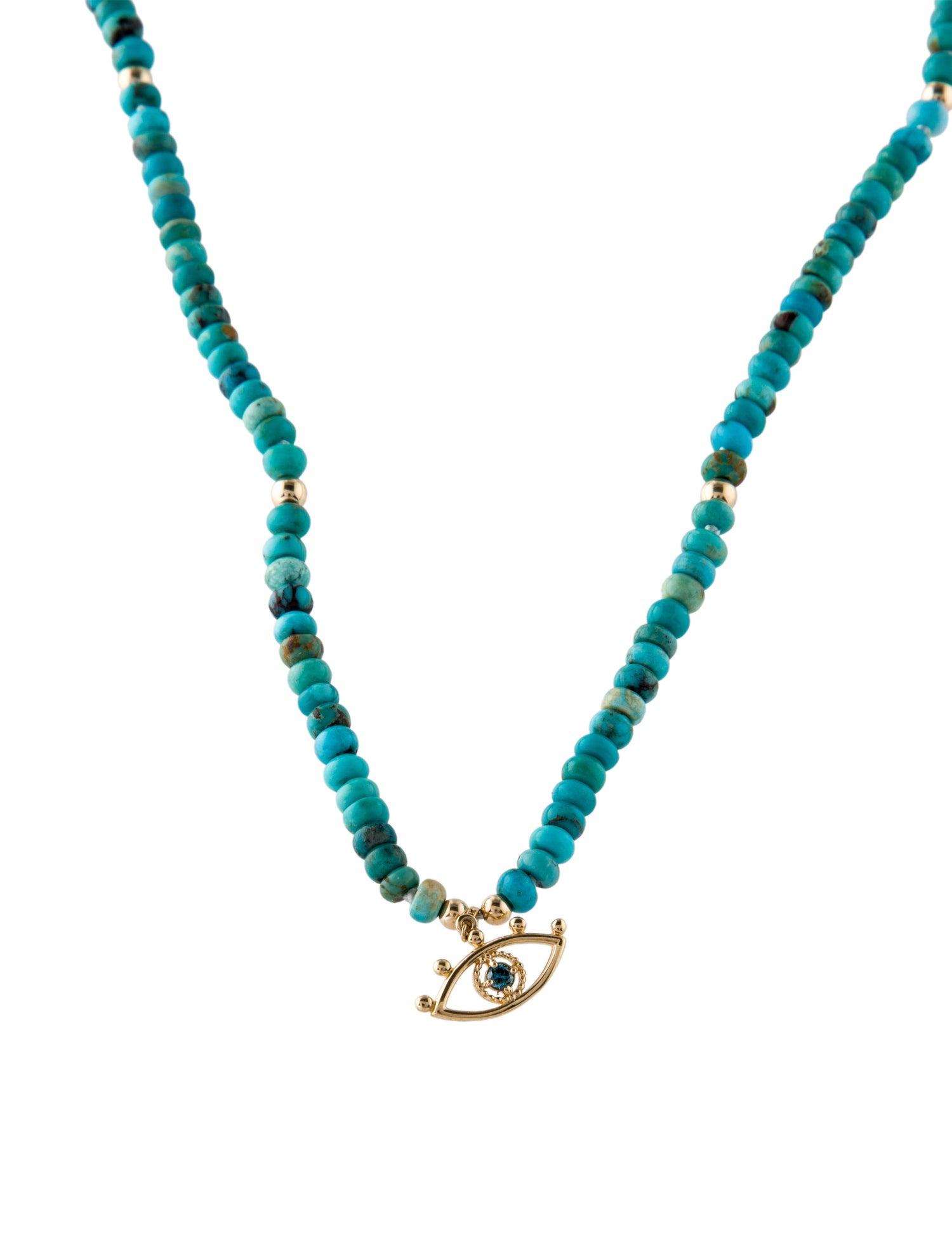 Necklace 14K Turquoise & Lab-Grown Diamond Evil Eye Pendant
