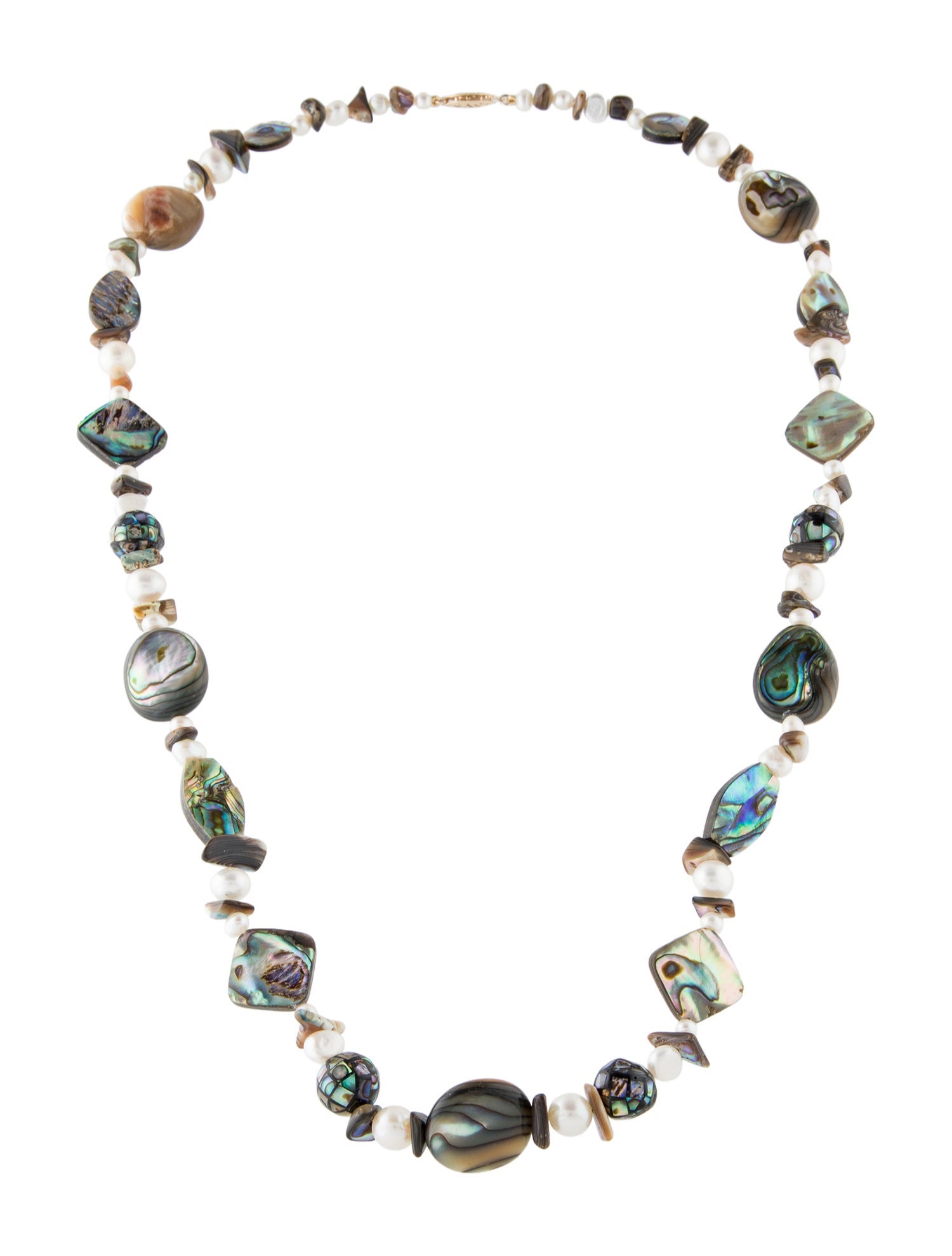 Necklace 14K Abalone & Pearl Bead Strand Necklace