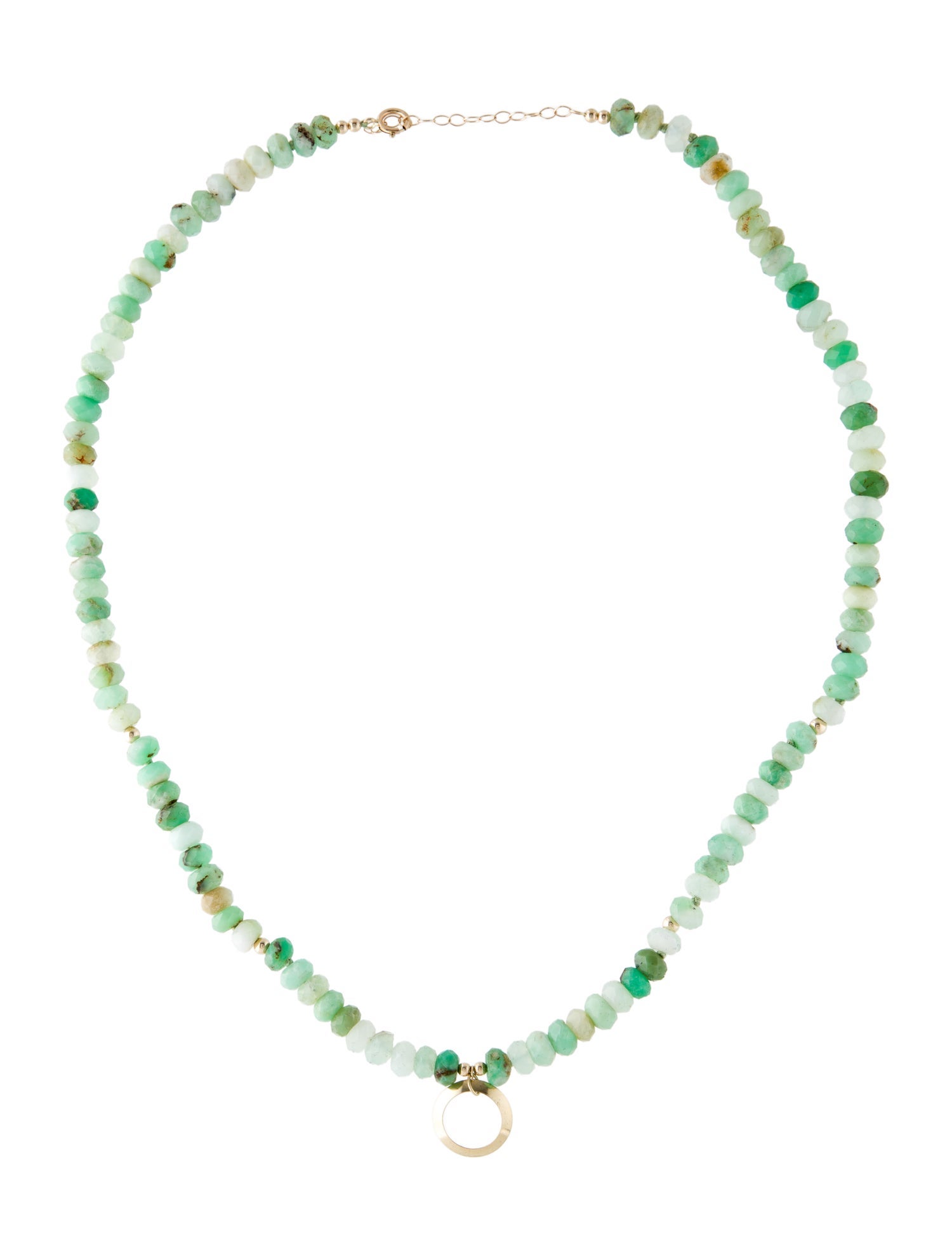 Necklace 14K Chrysoprase Bead Strand Pendant Necklace