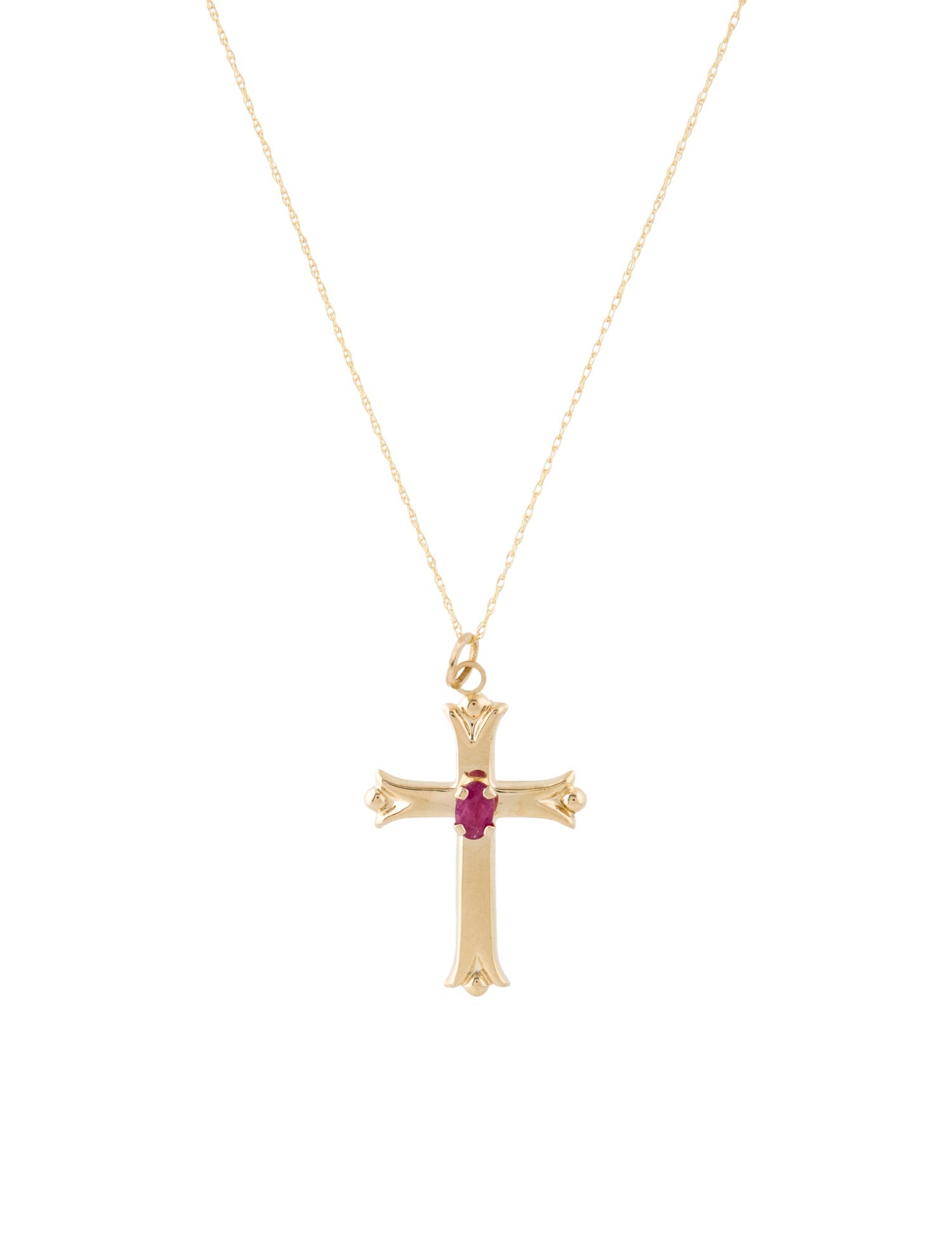 Necklace 14K Ruby Cross Pendant Necklace