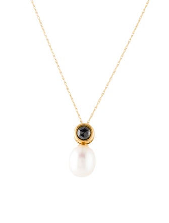 Necklace 14K Pearl & Diamond Pendant Necklace