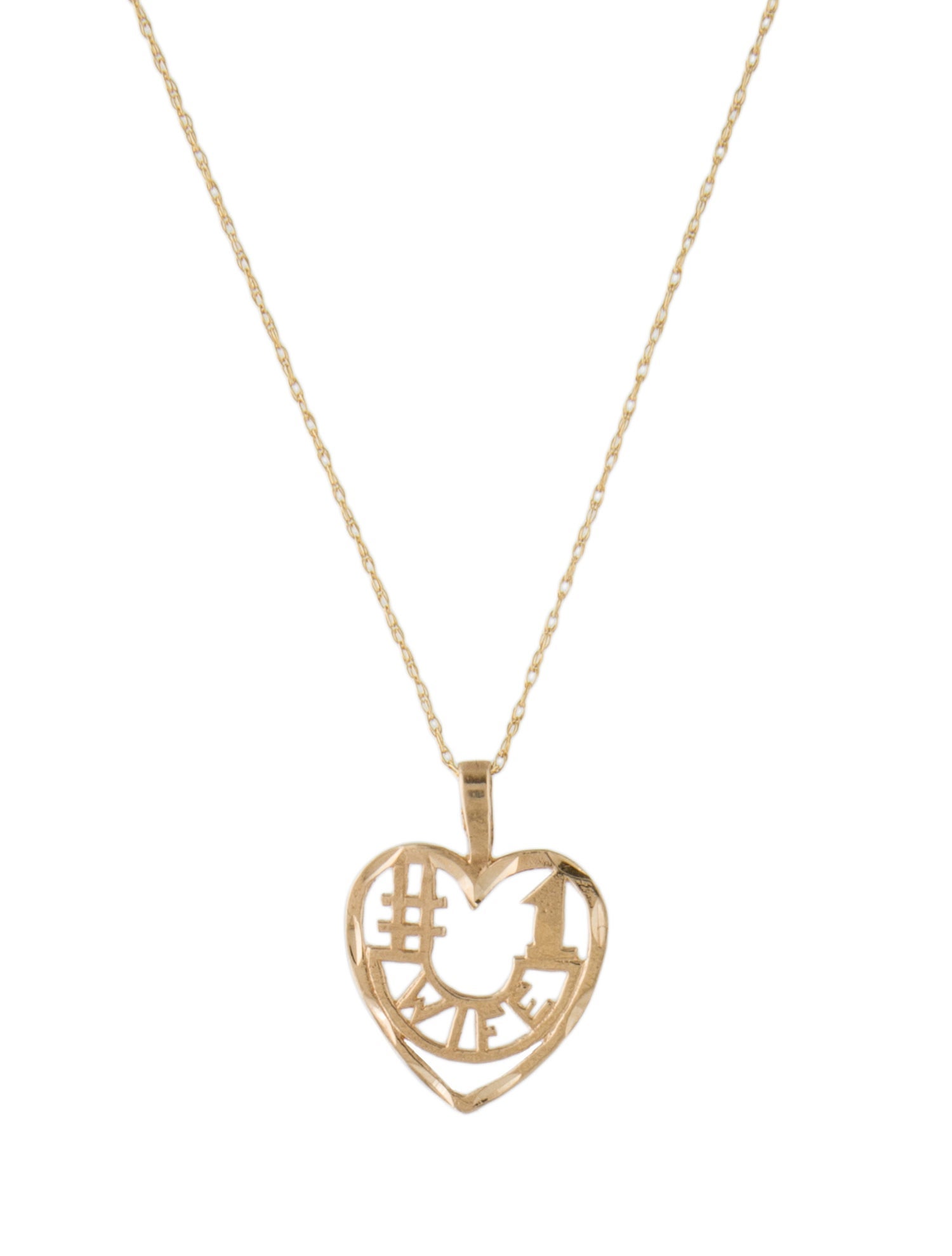Necklace 14K #1 Wife Pendant Necklace