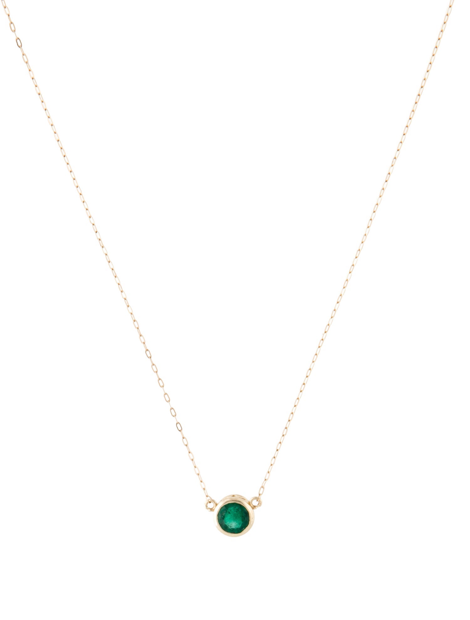 Necklace 14K Emerald Pendant Necklace