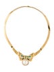 Necklace 18K Pearl, Emerald & Diamond Bow Collar Necklace