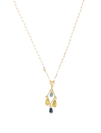 Necklace 14K Sapphire Drop Pendant Necklace