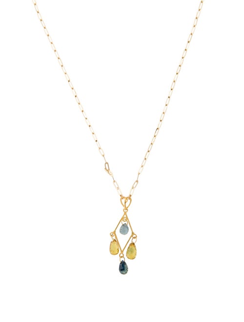 Necklace 14K Sapphire Drop Pendant Necklace