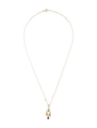 Necklace 14K Sapphire Drop Pendant Necklace