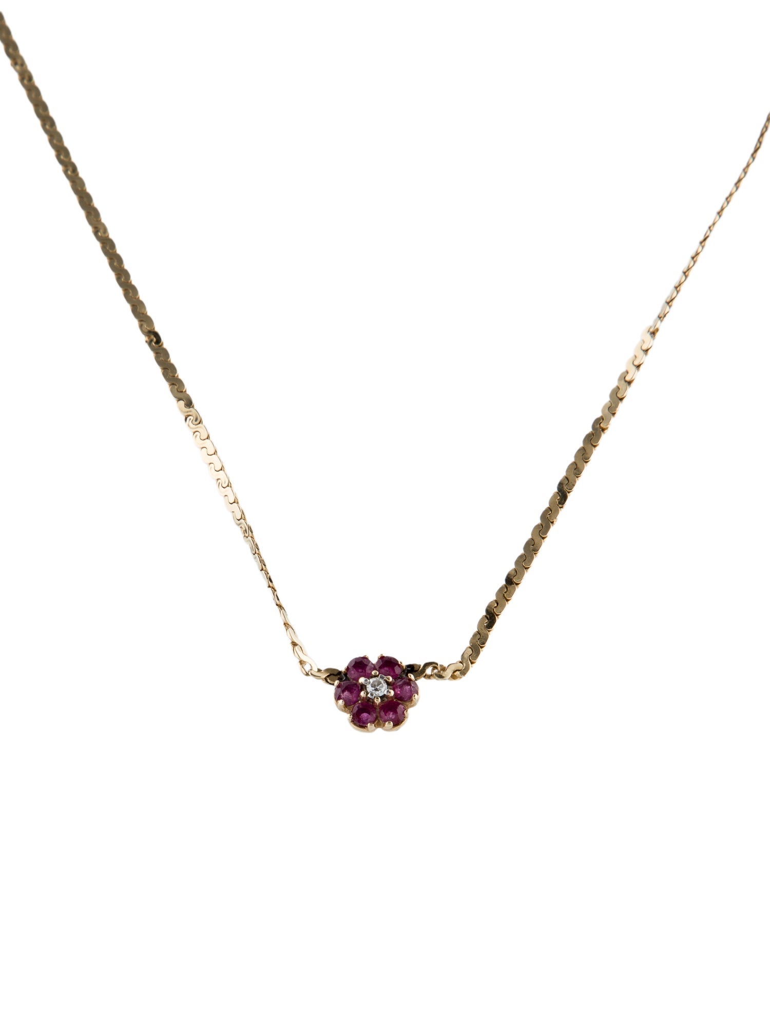 Necklace 14K Ruby & Diamond Pendant