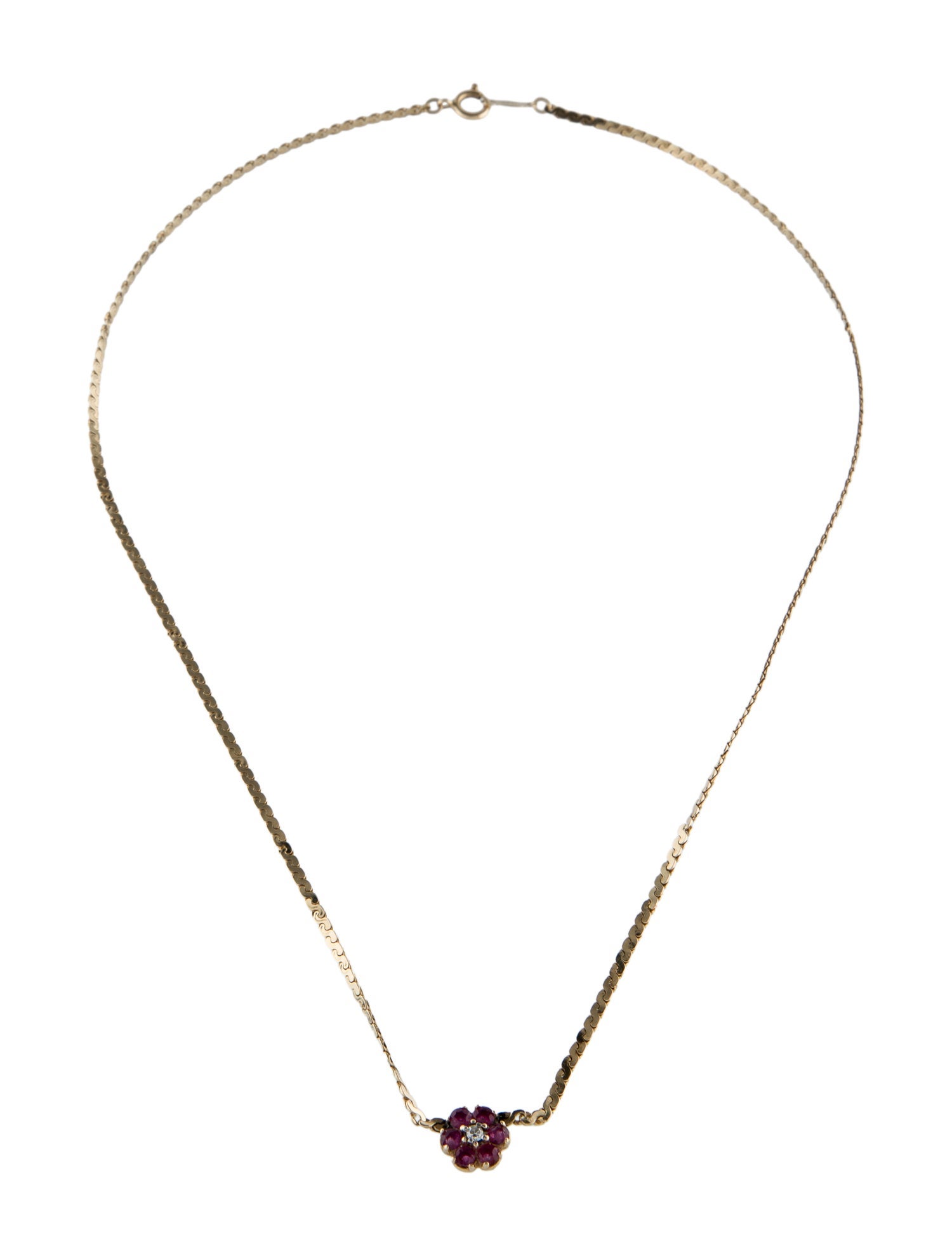 Necklace 14K Ruby & Diamond Pendant