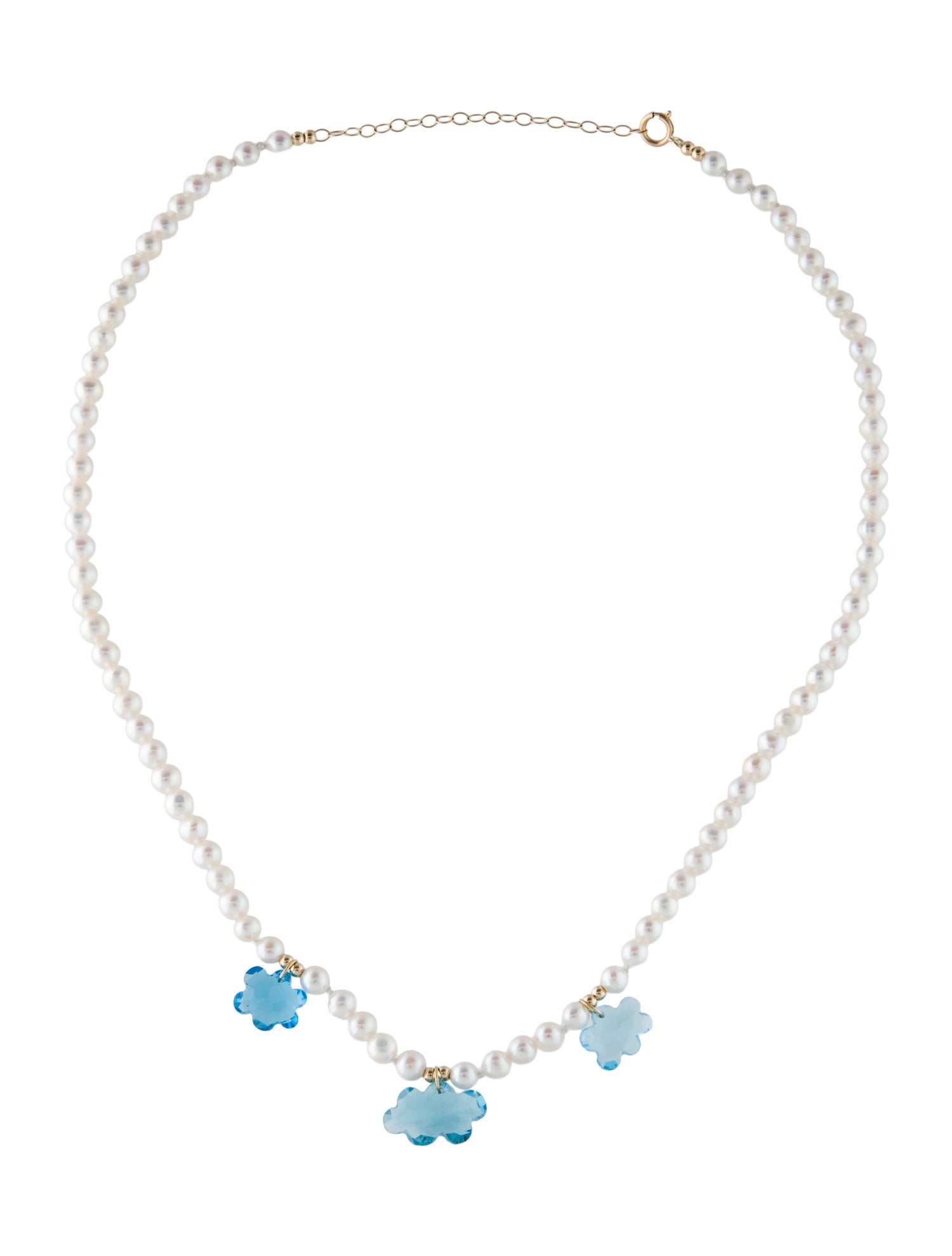 Necklace 14K Topaz & Cultured Pearl Cloud Bead Strand Station