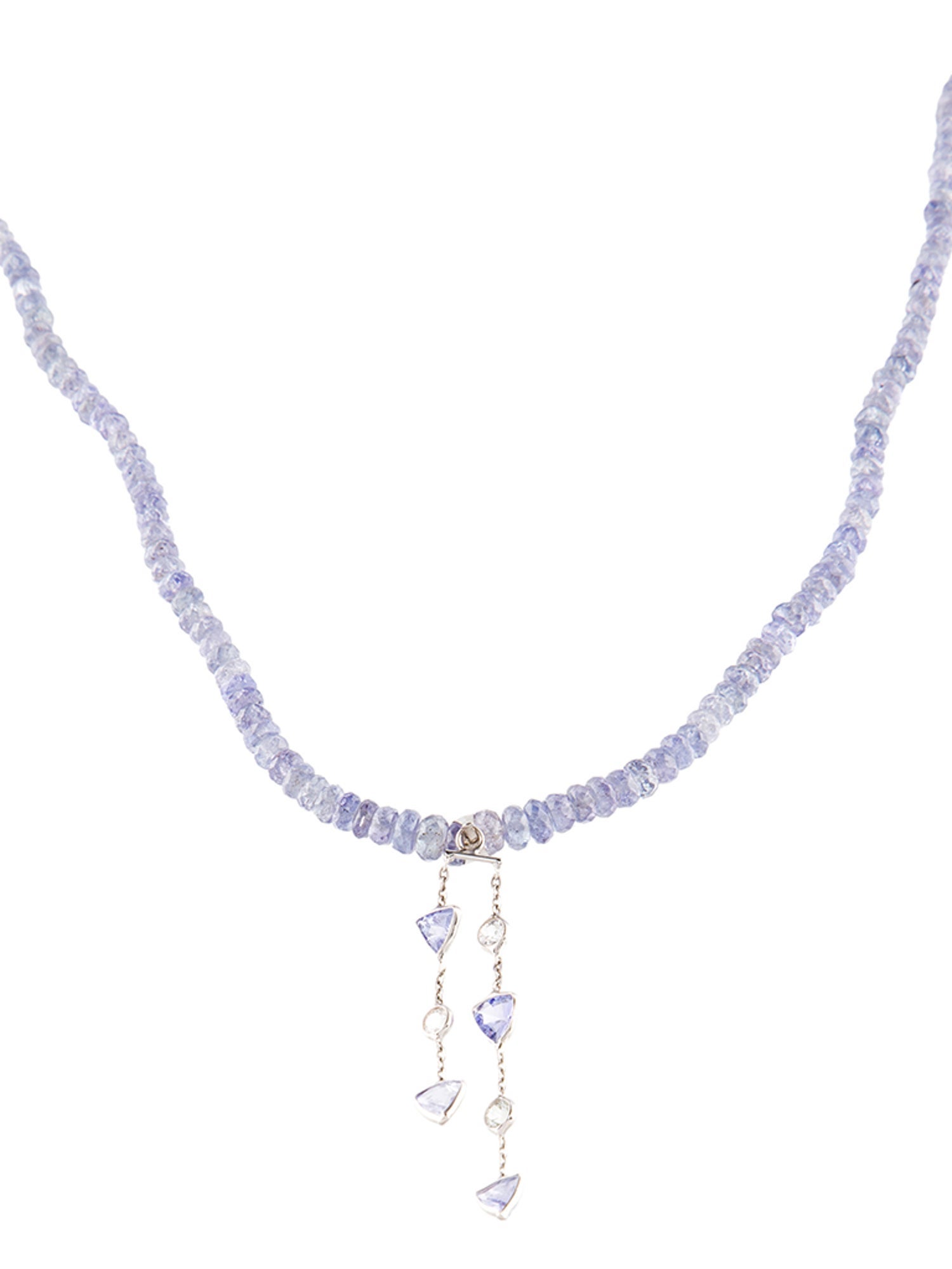 Necklace 14K Sapphire & Tanzanite Bead Strand Pendant