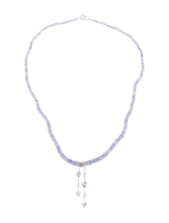 Necklace 14K Sapphire & Tanzanite Bead Strand Pendant Necklace