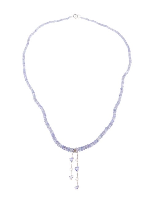 Necklace 14K Sapphire & Tanzanite Bead Strand Pendant Necklace