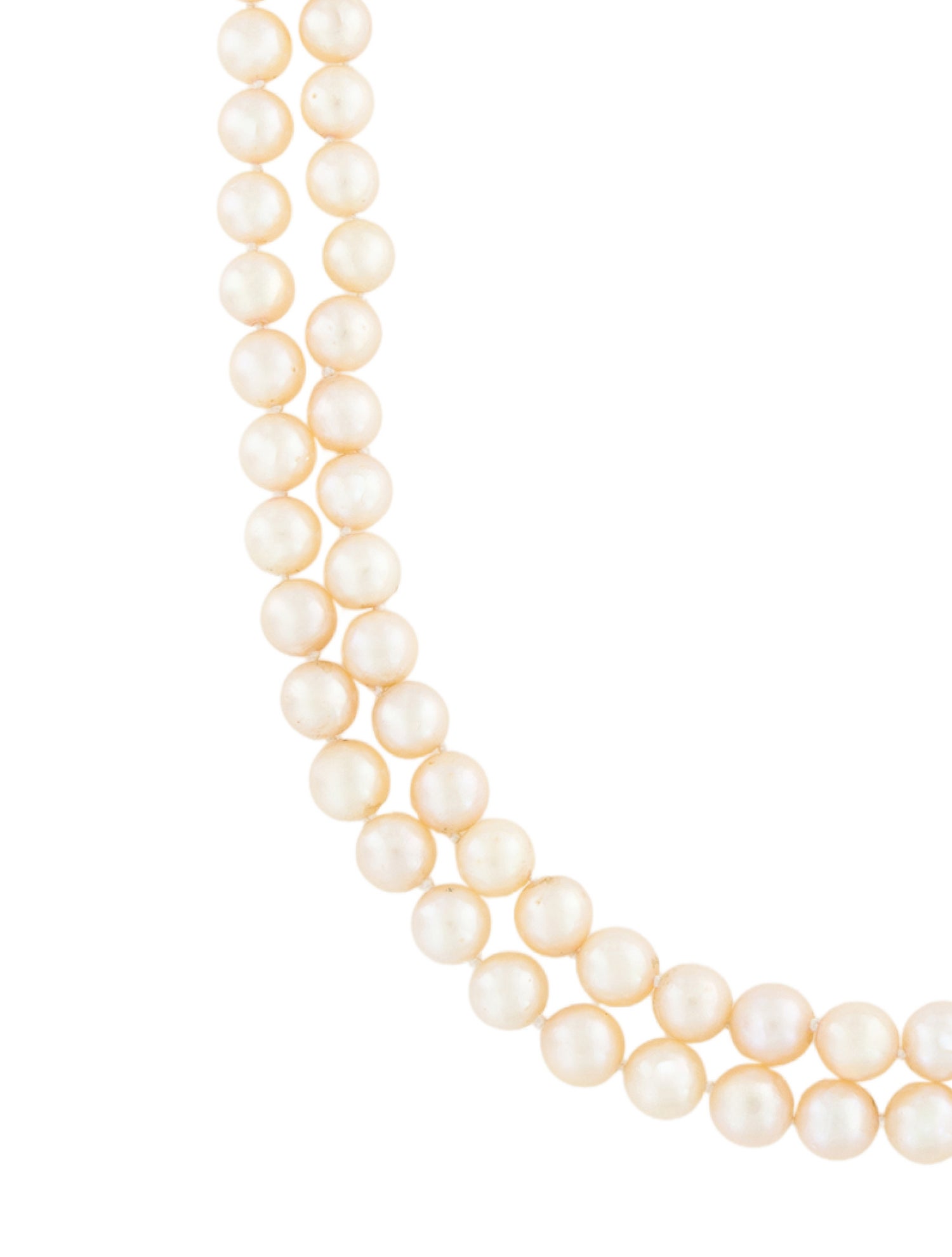 Necklace 14K Pearl & Diamond Double Strand