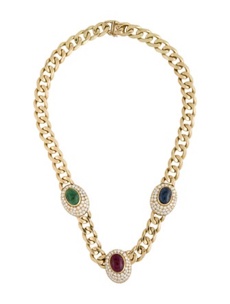 Necklace 18K Multistone & Diamond Necklace