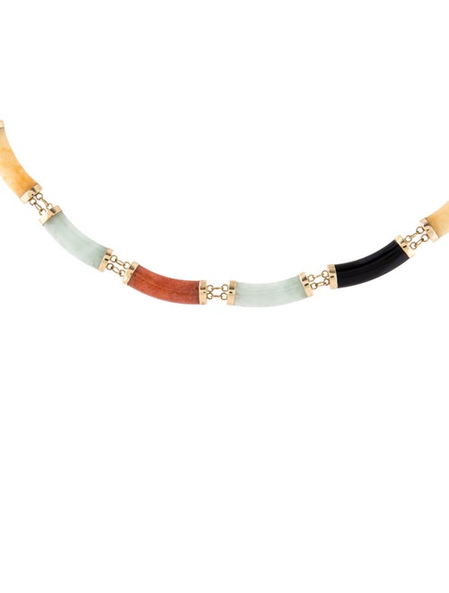 Necklace 14K Onyx, Jadeite & Dyed Jadeite Collar Necklace