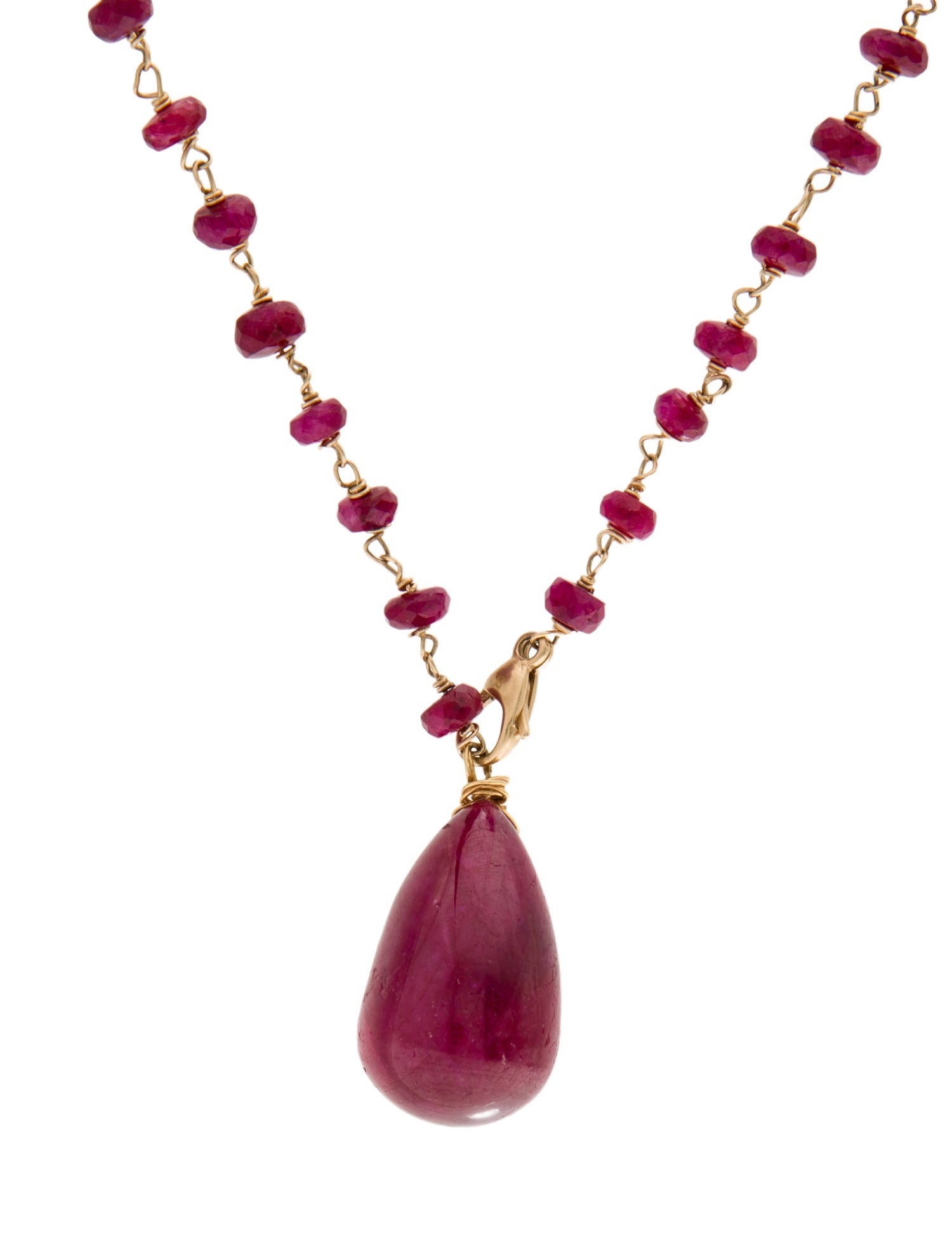 Necklace 14K Ruby Bead Pendant