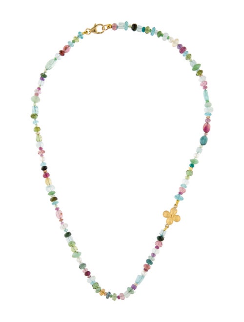 Necklace Pearl & Multistone Flower Bead Strand Necklace