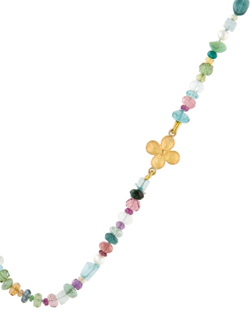 Necklace Pearl & Multistone Flower Bead Strand Necklace