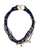 Necklace 18K Lapis Lazuli Multistrand Bead Leaf Choker Necklace