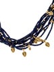 Necklace 18K Lapis Lazuli Multistrand Bead Leaf Choker Necklace