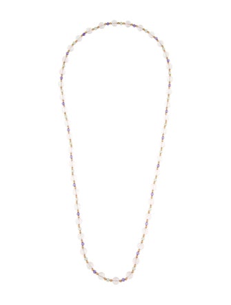 Necklace 14K Rose Quartz & Jadeite Bead Strand Necklace