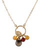 Necklace 14K Citrine, Garnet & Smoky Quartz Bead Pendant Necklace