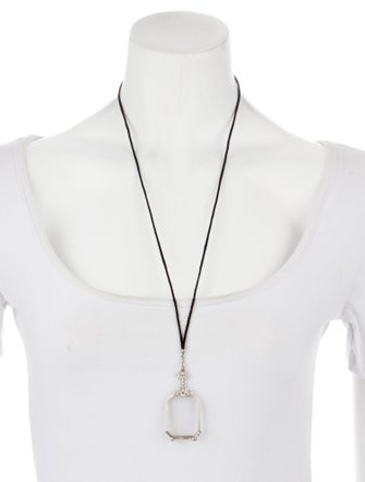 Necklace Platinum Diamond & Glass Opera Spectacles Pendant Necklace