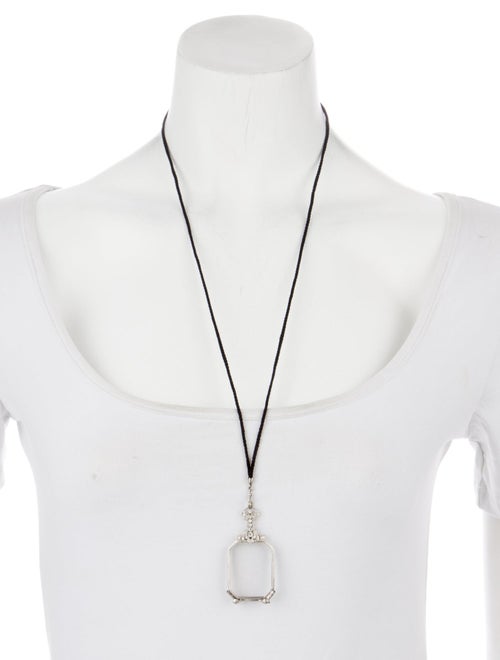 Necklace Platinum Diamond & Glass Opera Spectacles Pendant Necklace