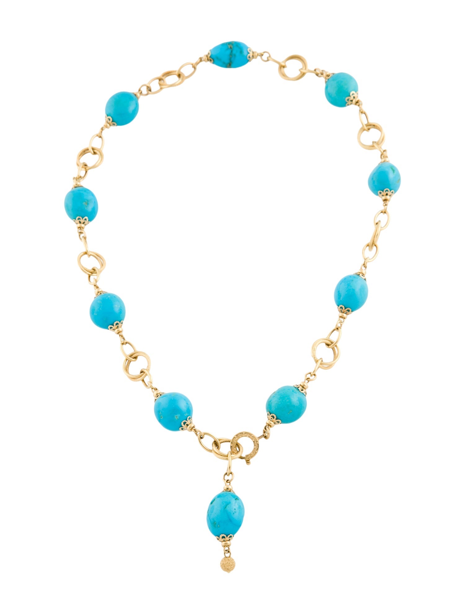 Necklace 18K Turquoise Station Chain