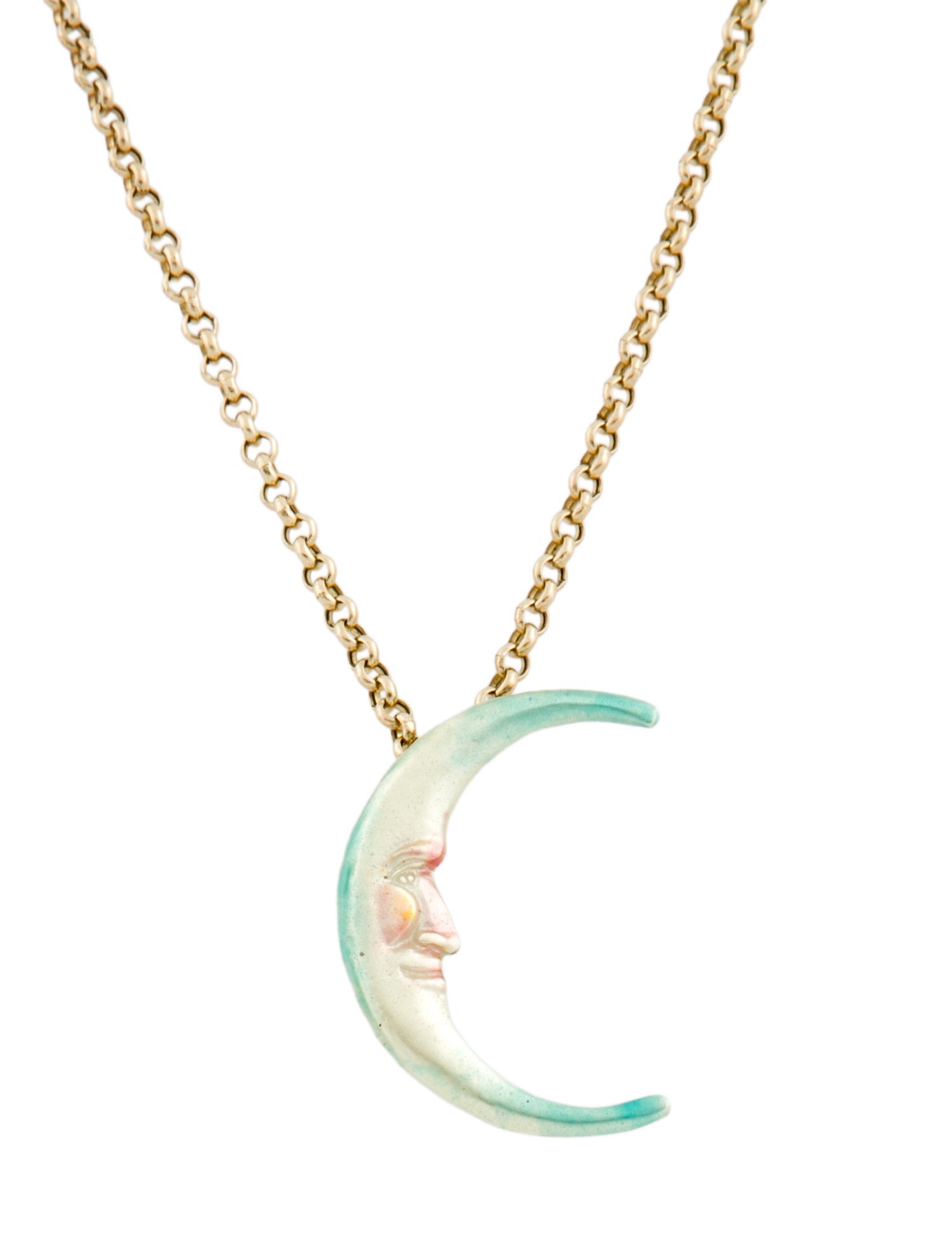 Necklace 14k Colorful Moon Pendant
