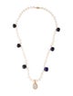 Necklace 14K Pearl, Lapis Lazuli & Chalcedony Bead Strand Necklace