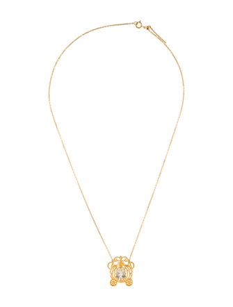 Necklace 14K 2.50ct Heliodor, Sapphire & Diamond Pumpkin Carriage Pendant Necklace