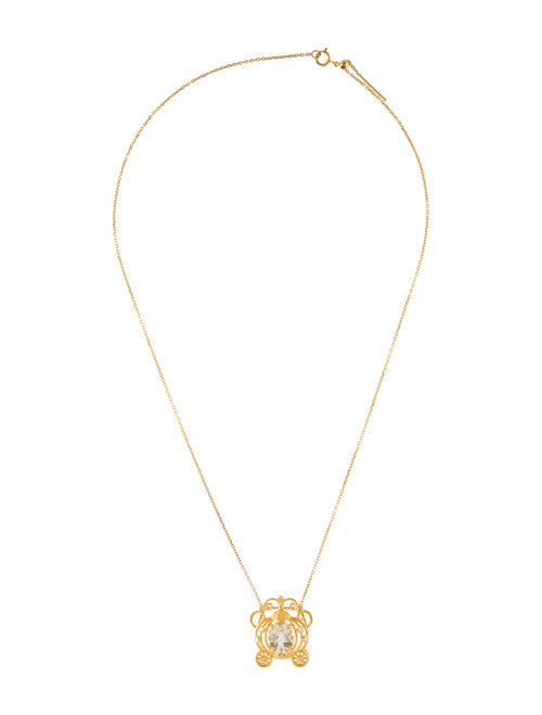 Necklace 14K 2.50ct Heliodor, Sapphire & Diamond Pumpkin Carriage Pendant Necklace