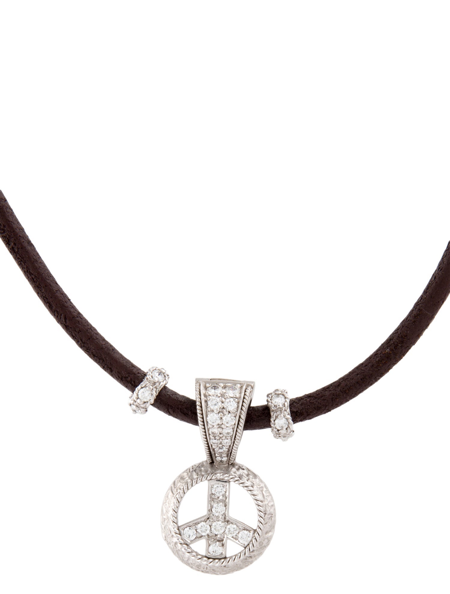 Necklace 18K Diamond Leather Pendant
