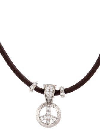 Necklace 18K Diamond Leather Pendant Necklace