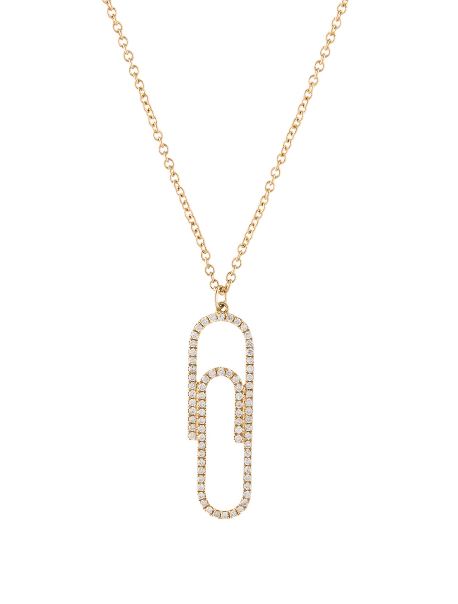 Necklace 14K Diamond Pavé Paperclip Pendant Necklace
