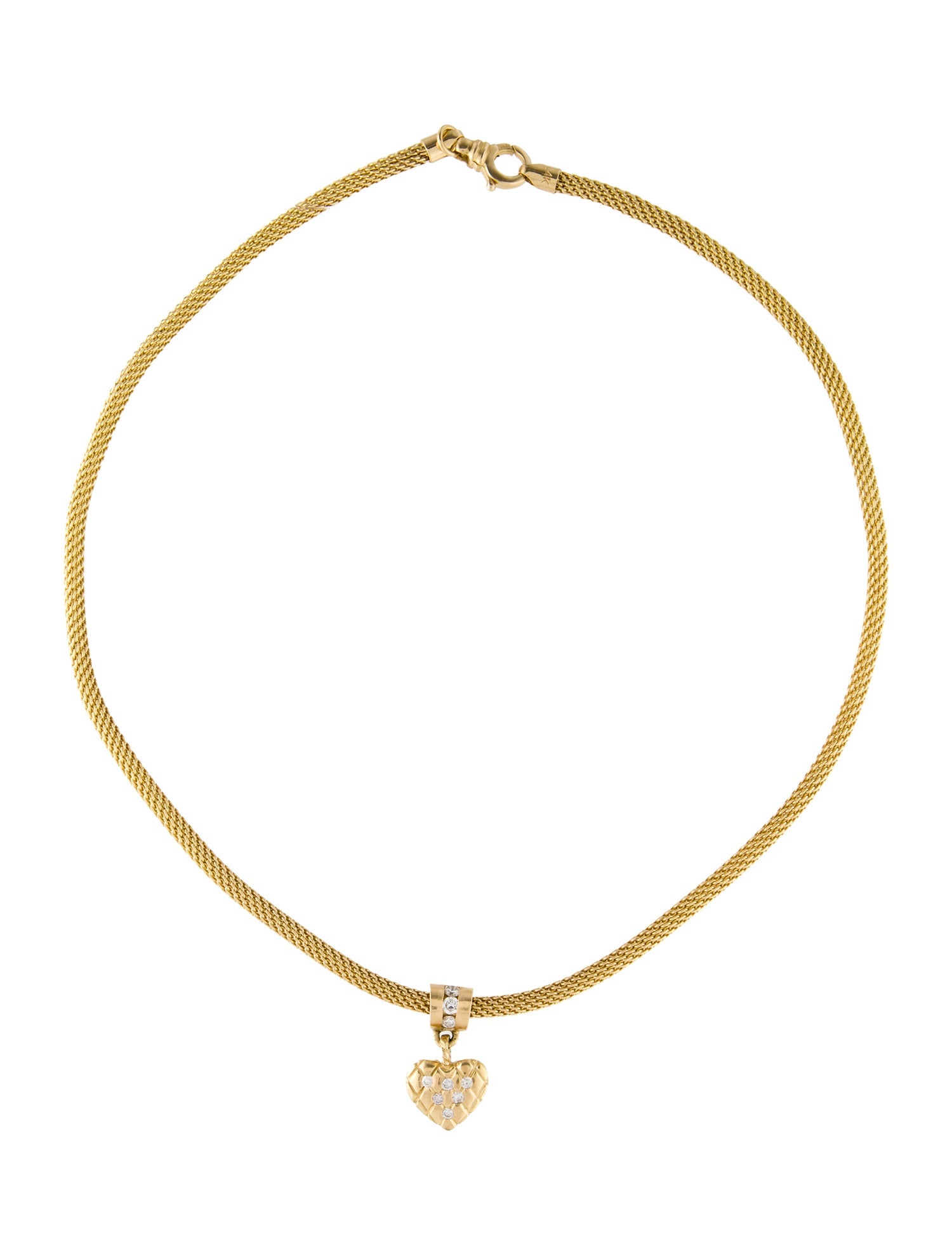 Necklace 14K Diamond Puffed Heart Pendant