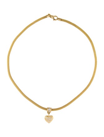 Necklace 14K Diamond Puffed Heart Pendant Necklace