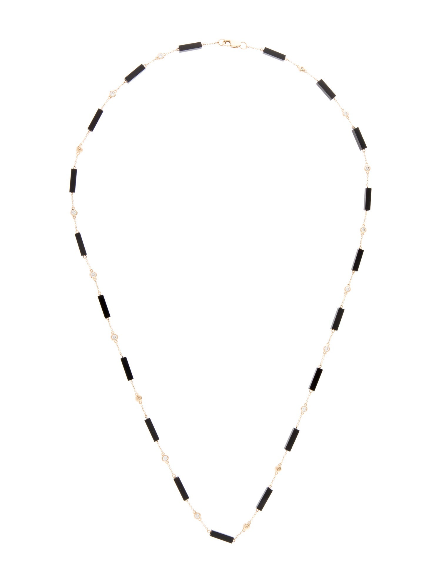 Necklace 14K Onyx & Diamond Station