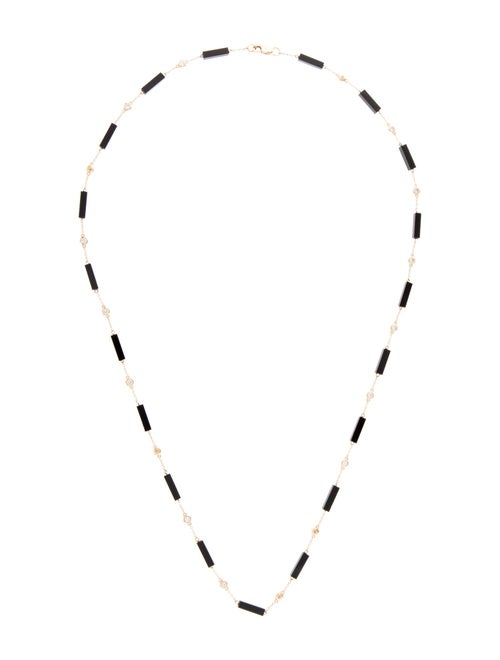 Necklace 14K Onyx & Diamond Station Necklace