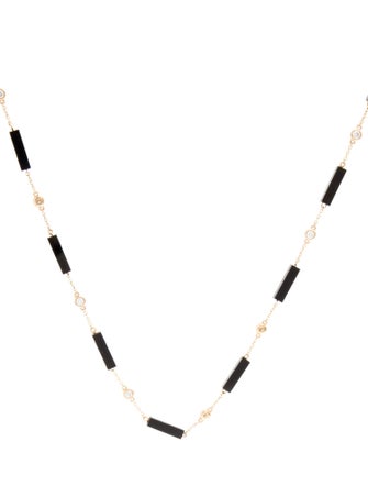 Necklace 14K Onyx & Diamond Station Necklace
