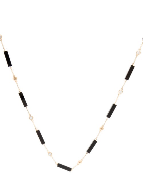 Necklace 14K Onyx & Diamond Station Necklace